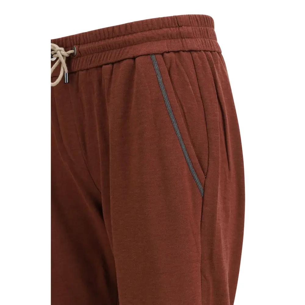Brunello Cucinelli Pantalon décontracté en coton bordeaux