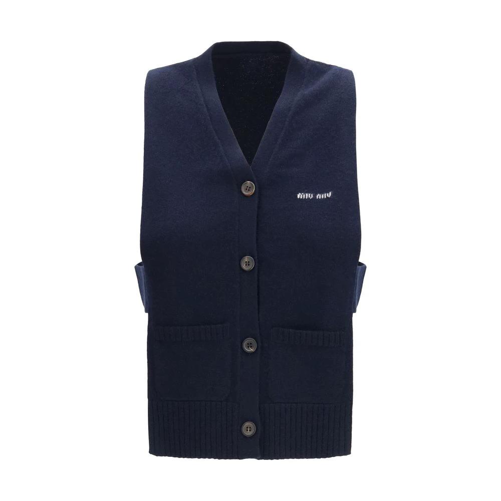 Miu Miu Blue Cashmere Sleeveles Sweater