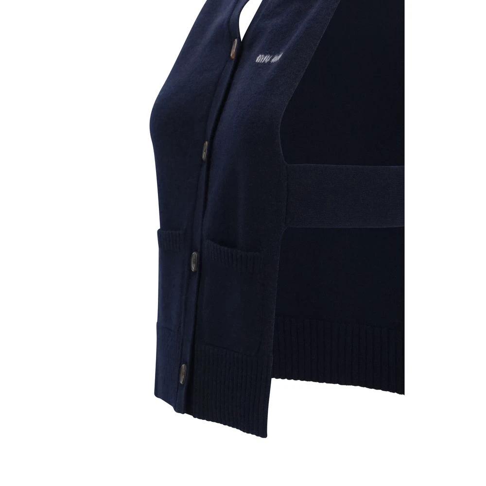 Miu Miu Blue Cashmere Sleeveles Sweater