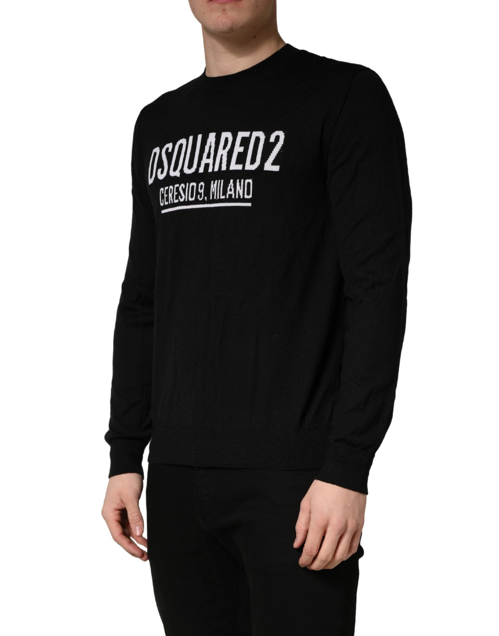 Men’s Black Logo Sweater – Dsquared2 Knitted Crew Neck Pullover