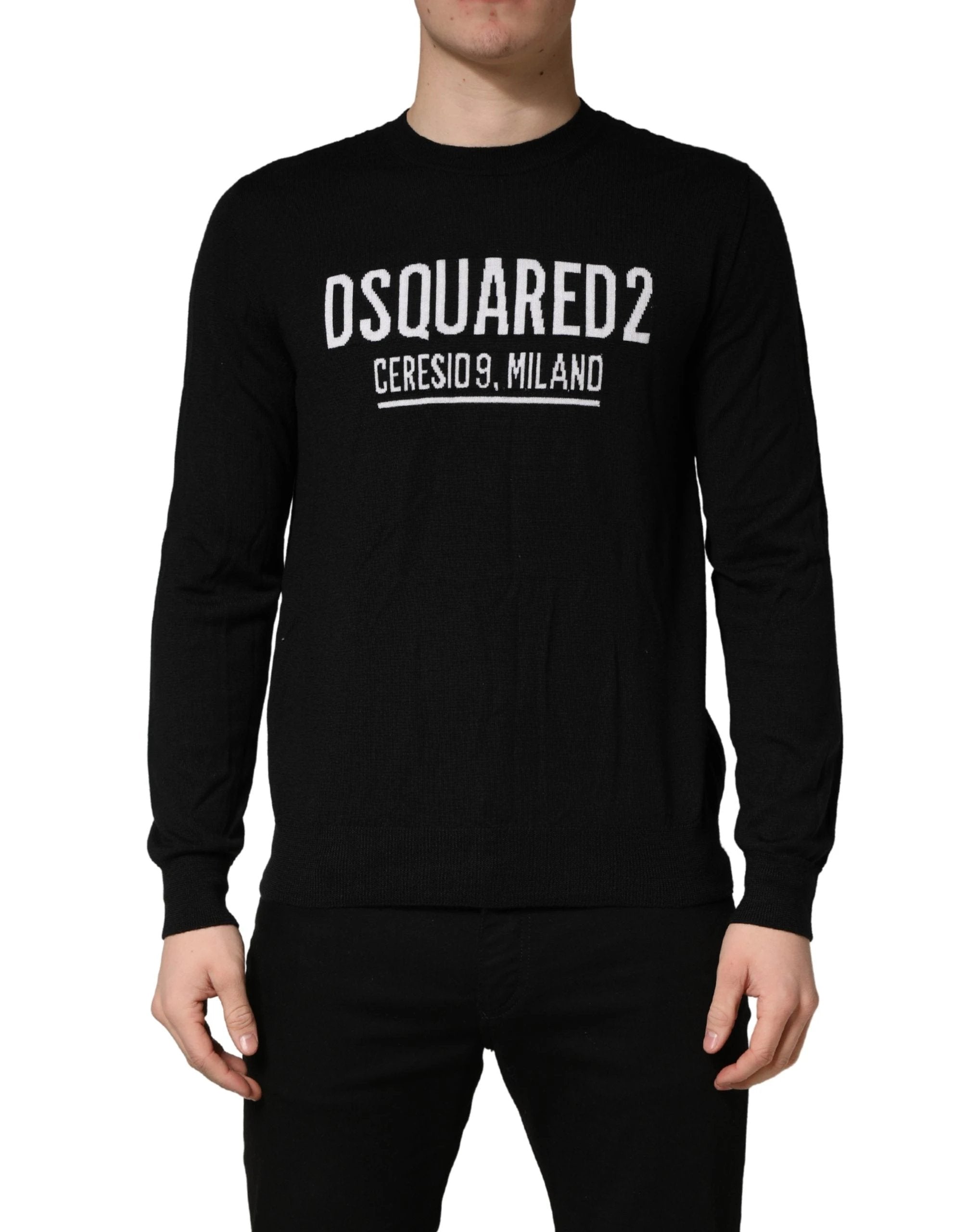 Men’s Black Logo Sweater – Dsquared2 Knitted Crew Neck Pullover