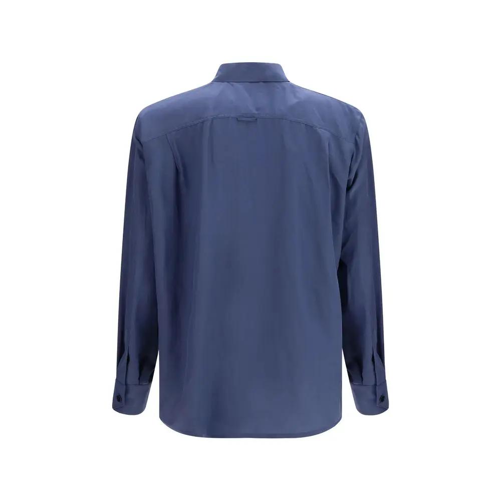 Chemise en viscose bleue Saint Laurent