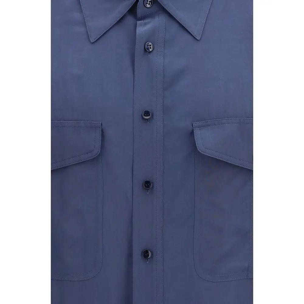 Chemise en viscose bleue Saint Laurent