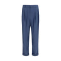 Pantalon de costume en soie bleu Saint Laurent