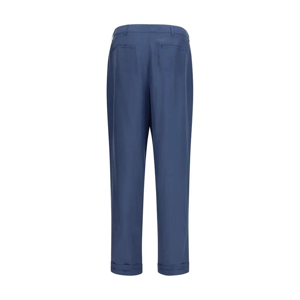 Pantalon de costume en soie bleu Saint Laurent