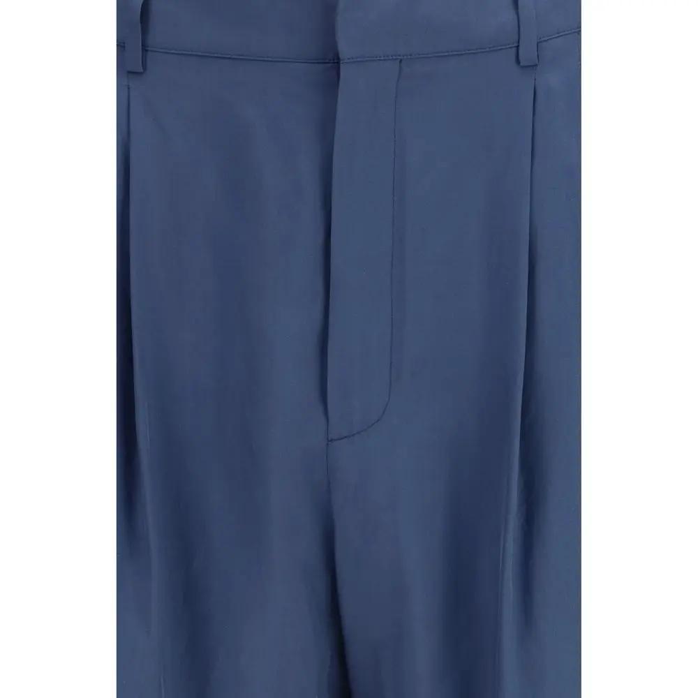 Pantalon de costume en soie bleu Saint Laurent