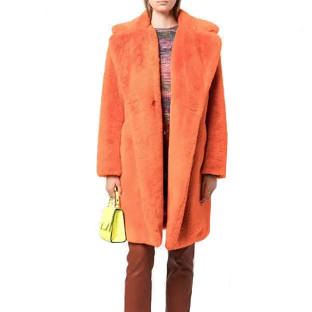 Manteau en fausse fourrure orange femme – Apparis manteau élégant
