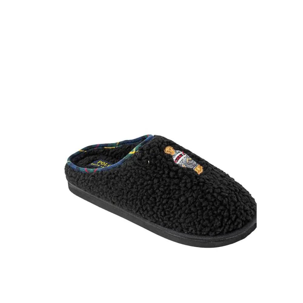 Pantoufles noires en coton Ralph Lauren