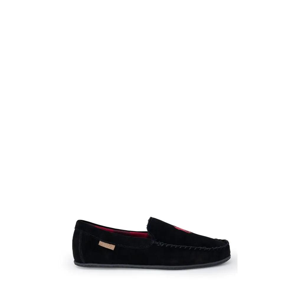 Pantoufles Ralph Lauren noires en fausse fourrure