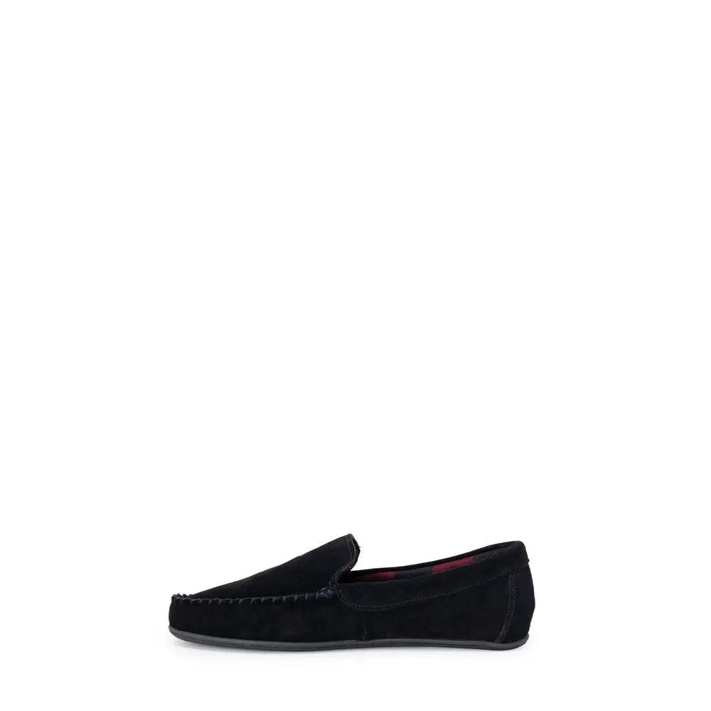Pantoufles Ralph Lauren noires en fausse fourrure