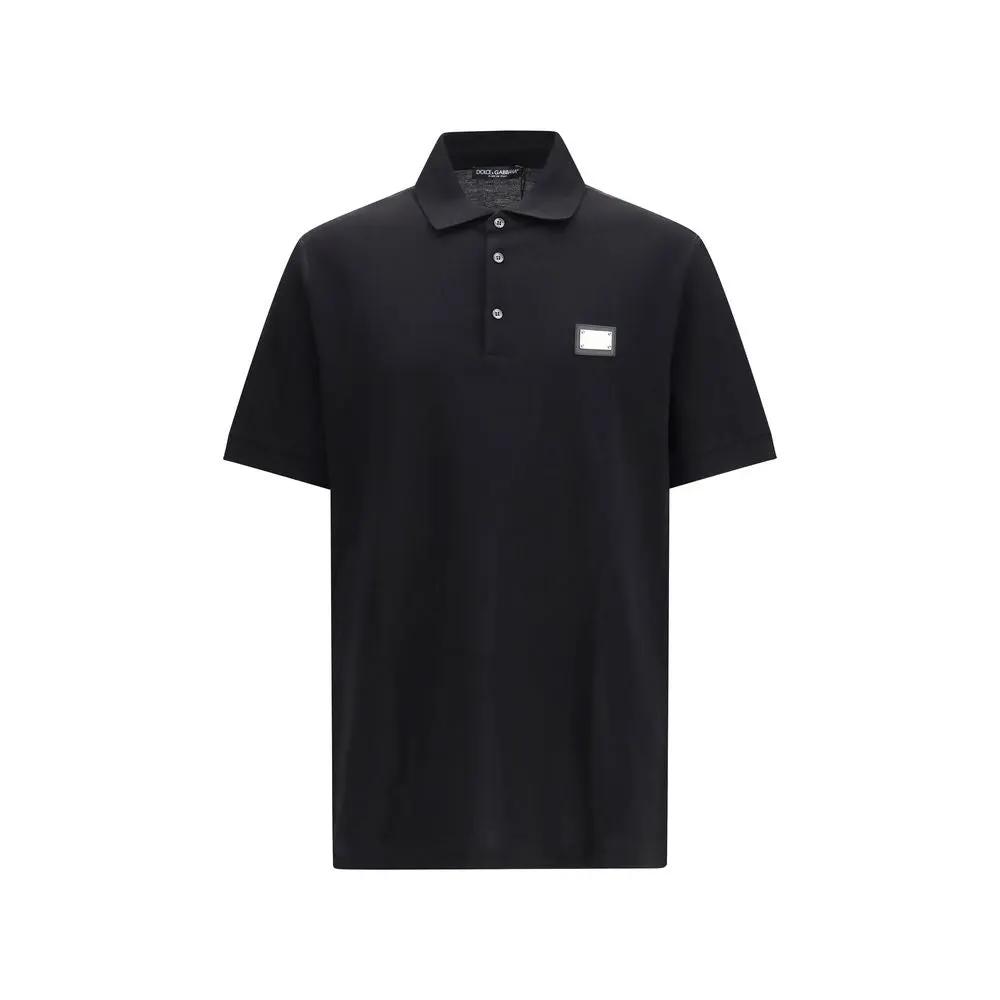 Polo en coton noir Dolce &amp; Gabbana
