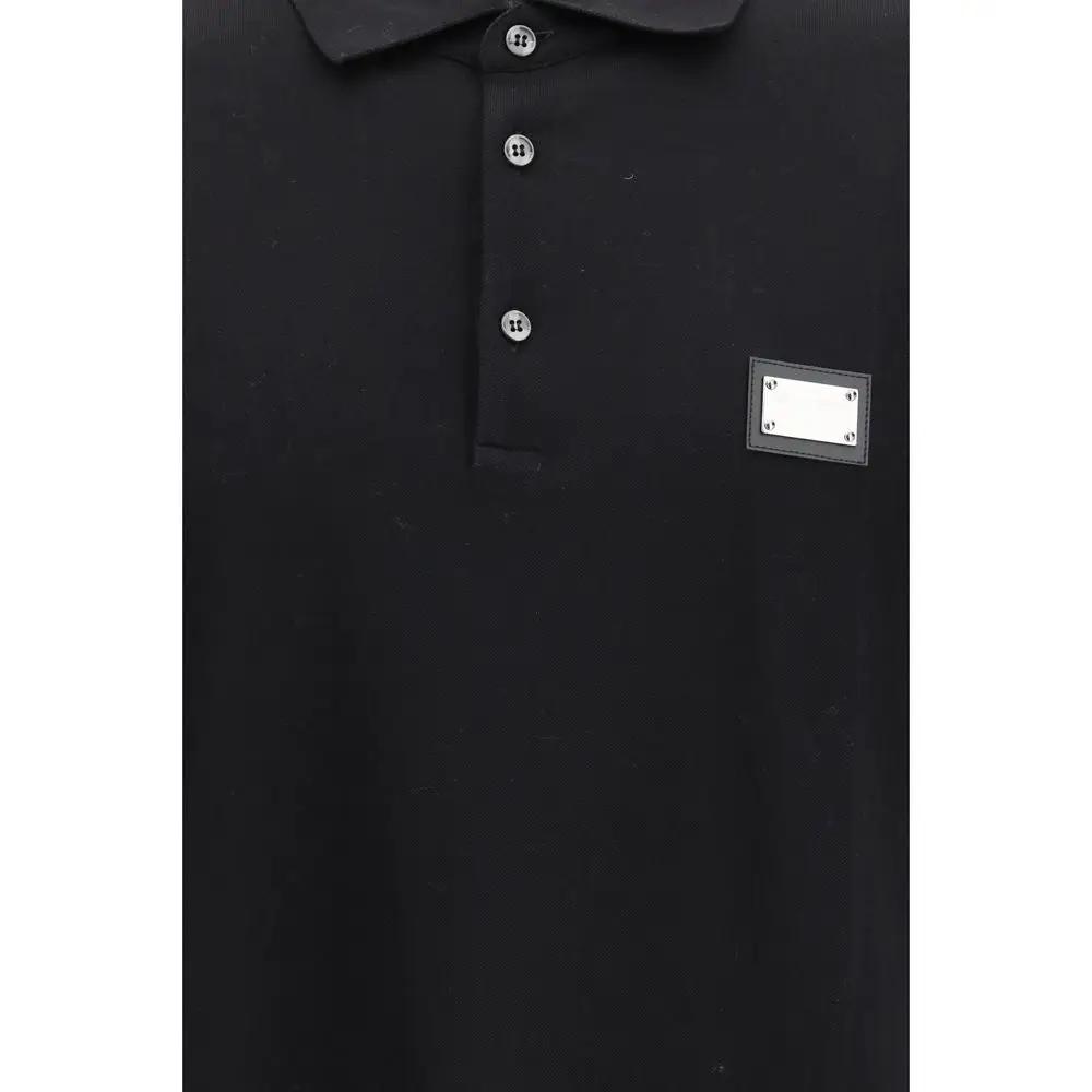 Polo en coton noir Dolce &amp; Gabbana