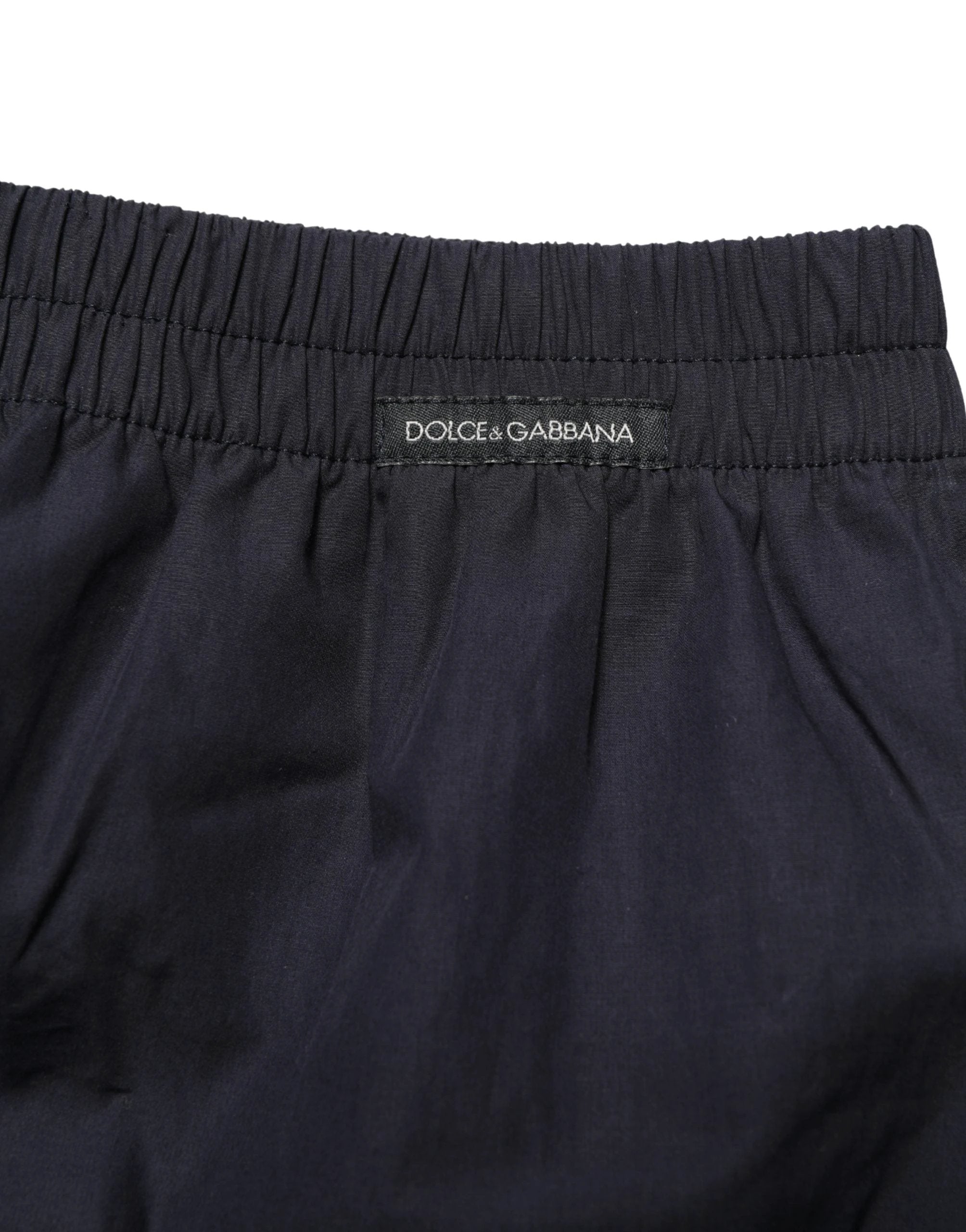 Dolce & Gabbana Caleçon de bain en coton noir avec taille élastique