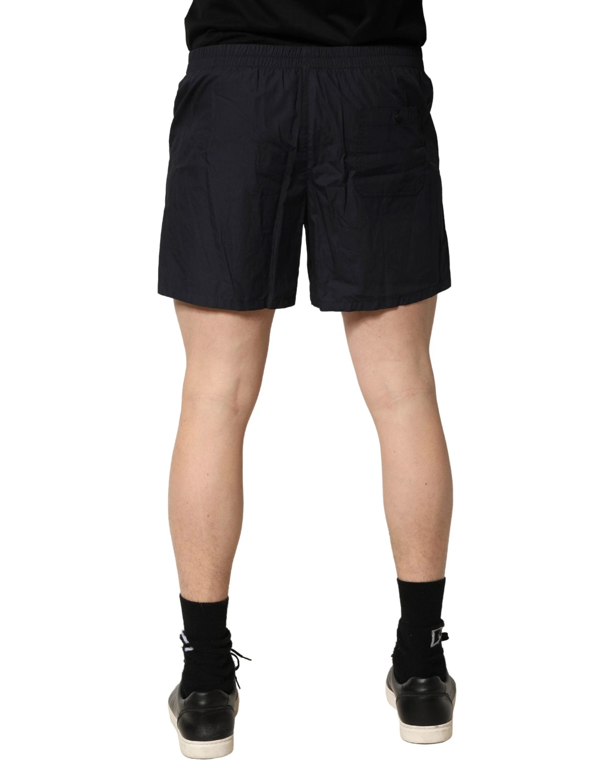 Dolce & Gabbana Caleçon de bain en coton noir avec taille élastique