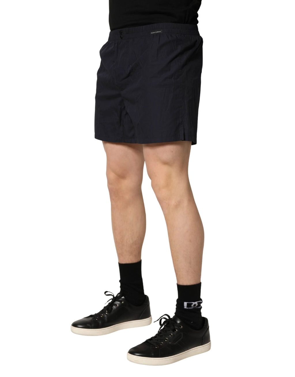 Dolce & Gabbana Caleçon de bain en coton noir avec taille élastique