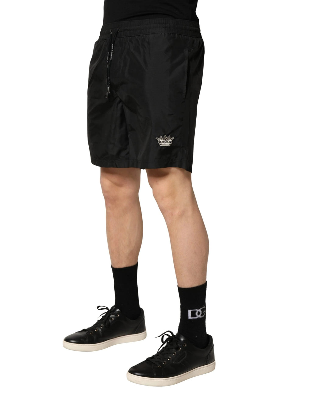 Short de bain Dolce & Gabbana en polyester noir pour homme avec cordon de serrage