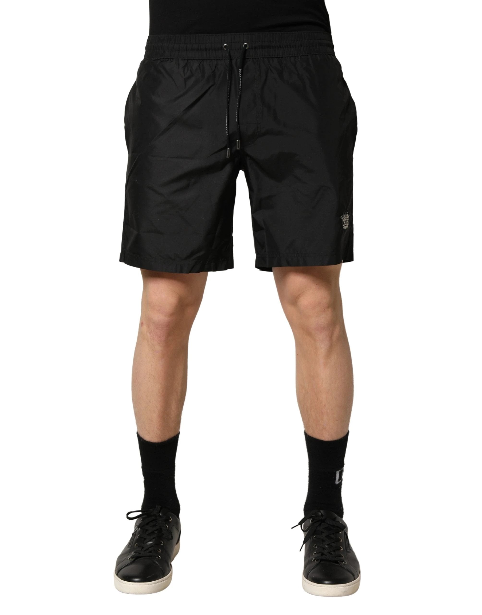 Short de bain Dolce & Gabbana en polyester noir pour homme avec cordon de serrage