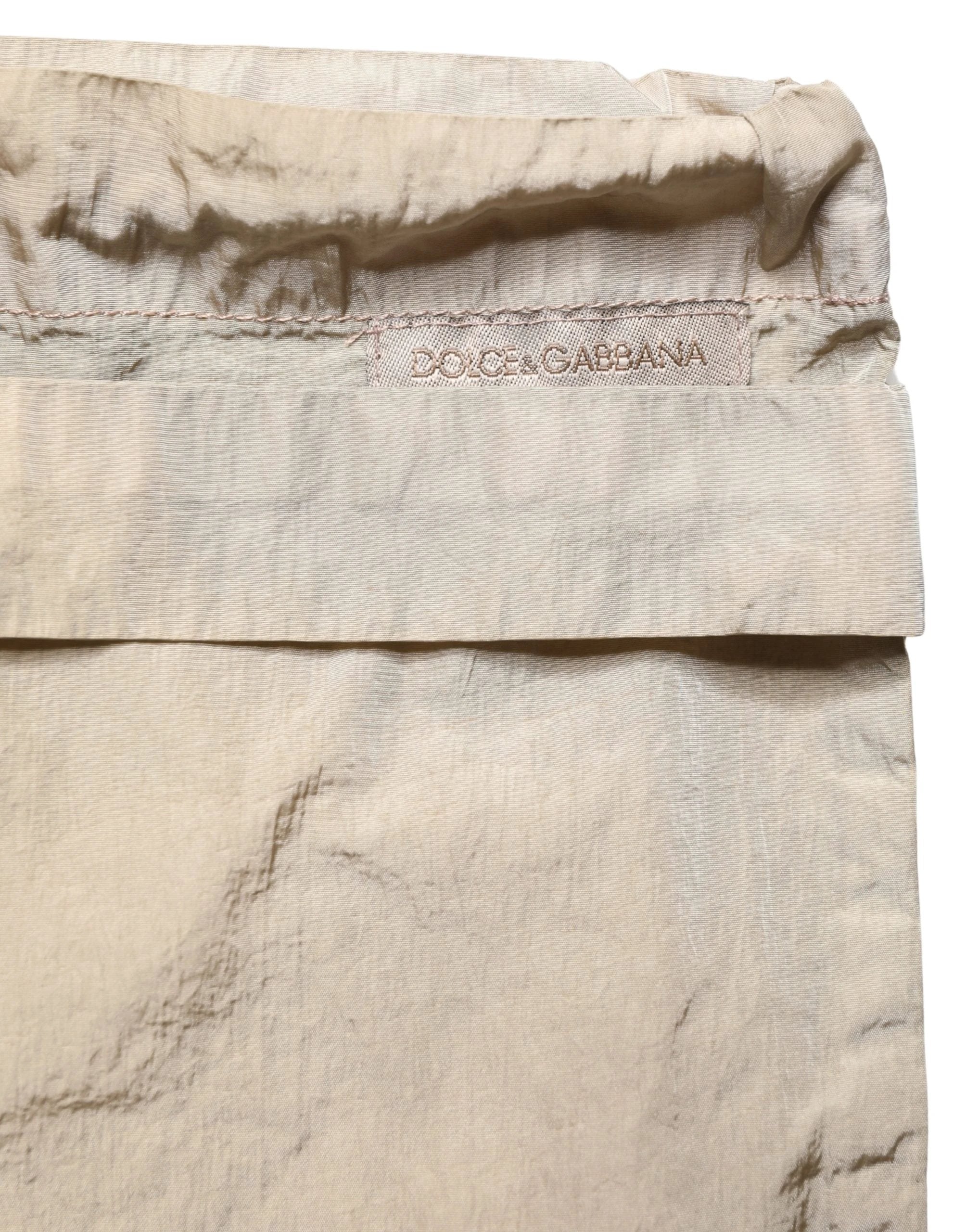 Short de bain Dolce & Gabbana en nylon marron avec cordon de serrage