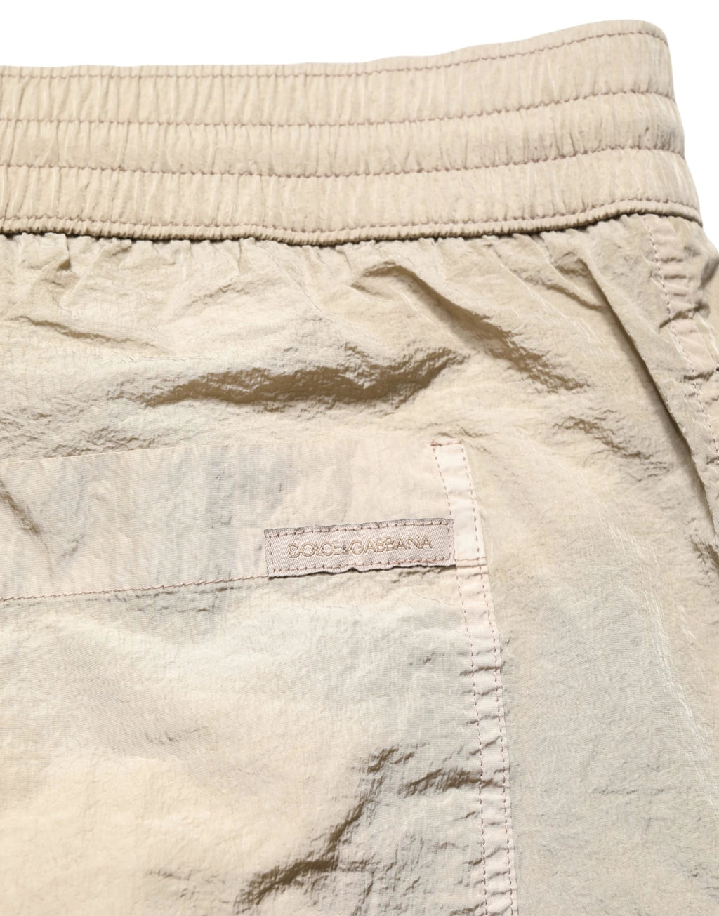 Short de bain Dolce & Gabbana en nylon marron avec cordon de serrage