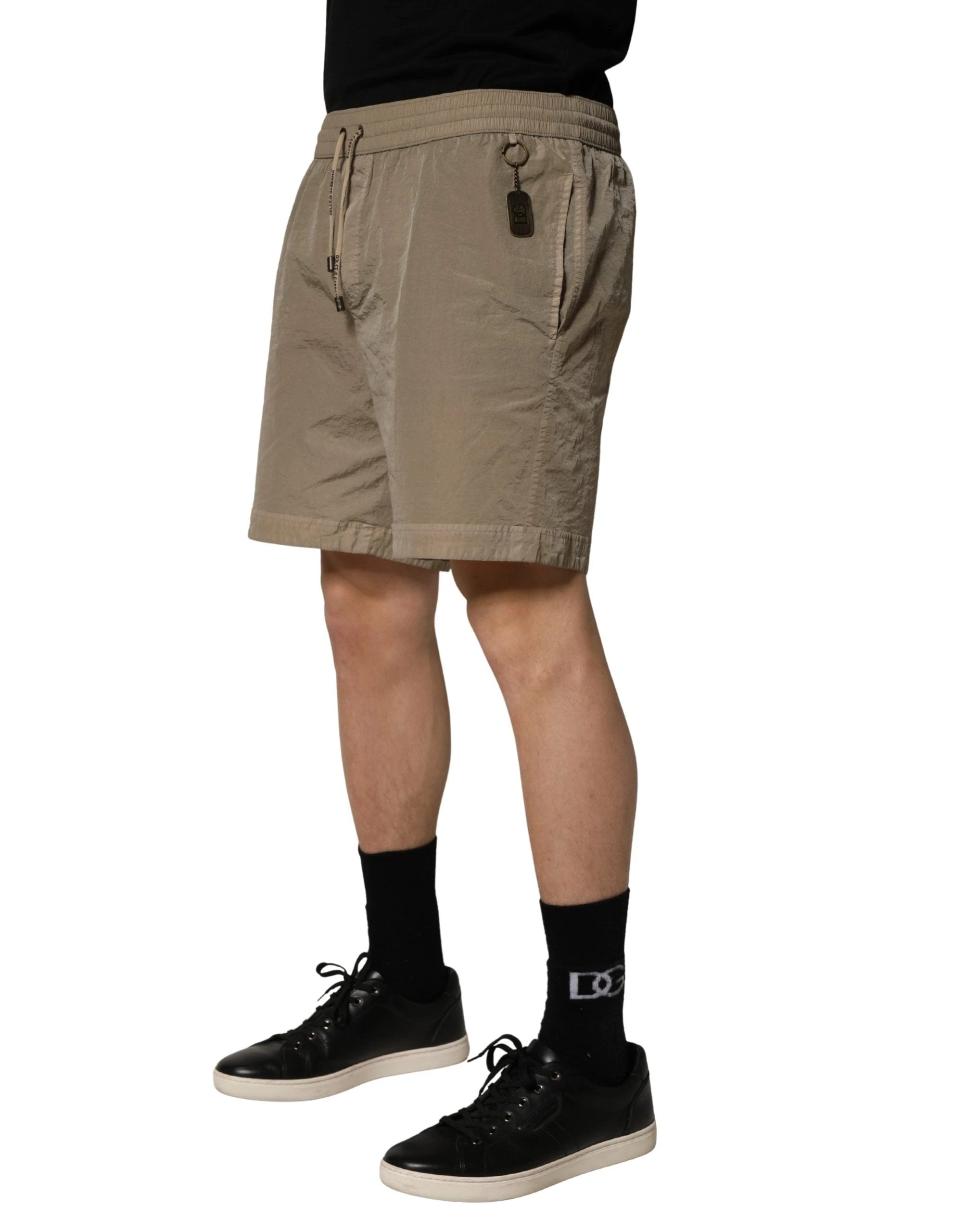 Short de bain Dolce & Gabbana en nylon marron avec cordon de serrage