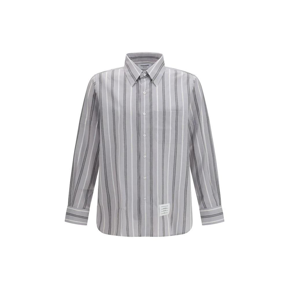 Chemise à motifs en coton gris Thom Browne