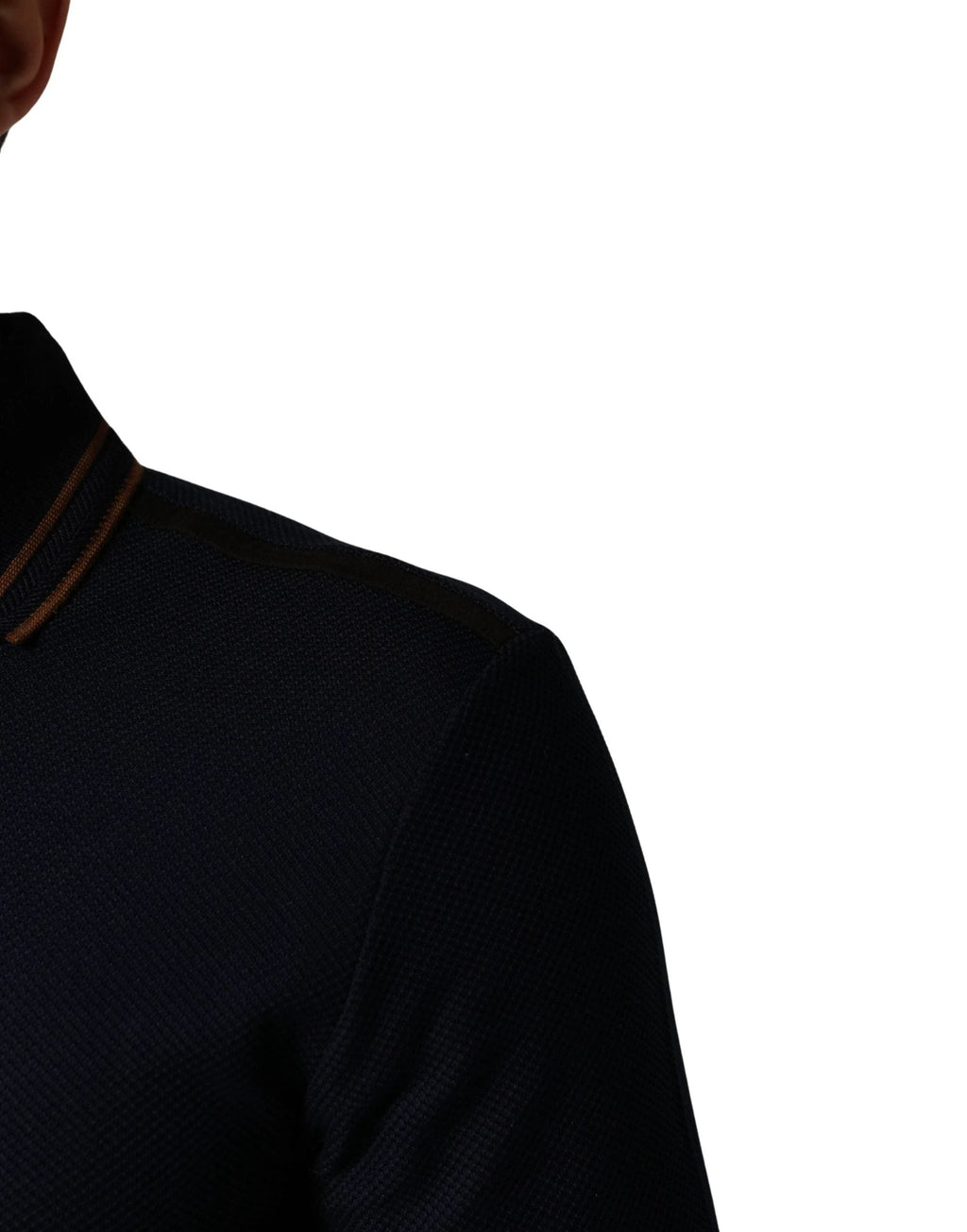 Polo Dolce & Gabbana en soie bleu foncé à manches courtes pour homme