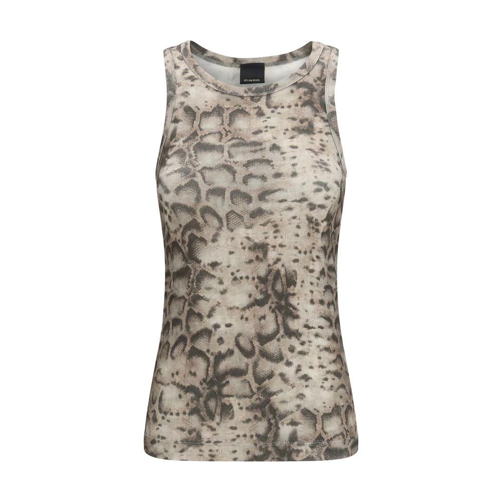 T-shirt sans manches en coton beige PINKO