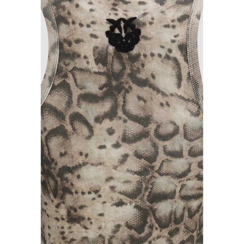 T-shirt sans manches en coton beige PINKO