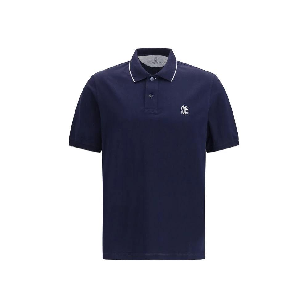 Polo Brunello Cucinelli en coton bleu