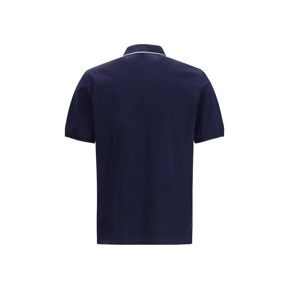 Polo Brunello Cucinelli en coton bleu