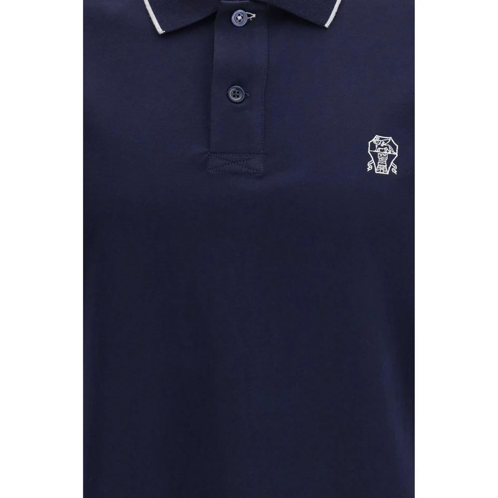 Polo Brunello Cucinelli en coton bleu