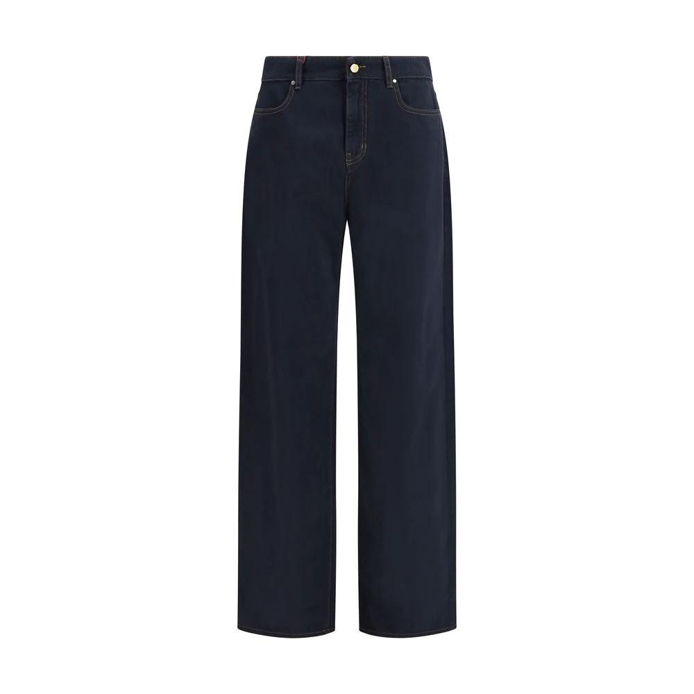 Max Mara Blue Cotton Casual Pants