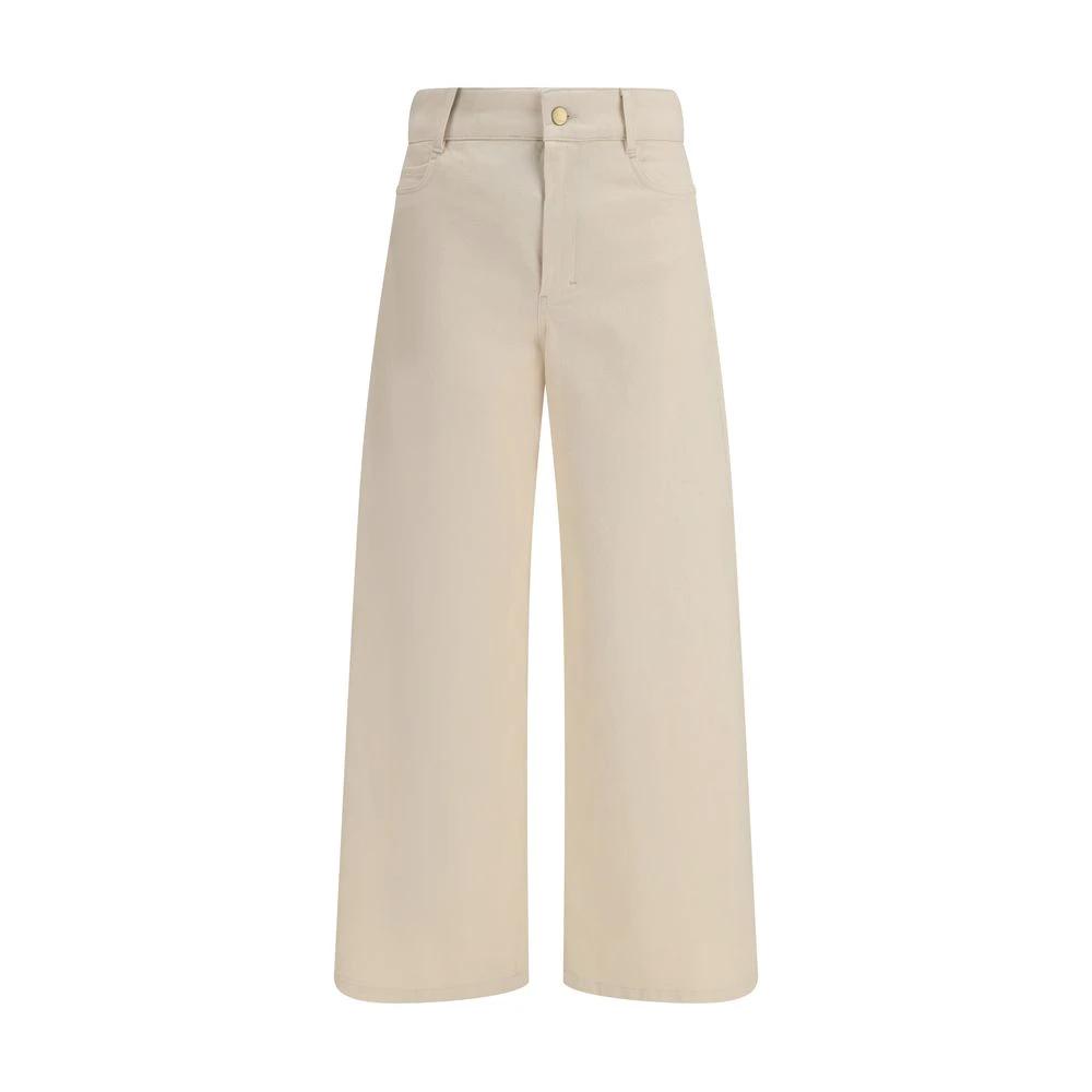 Pantalon décontracté en coton beige 'S Max Mara
