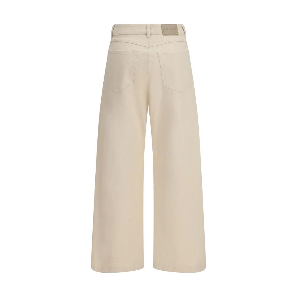 Pantalon décontracté en coton beige 'S Max Mara