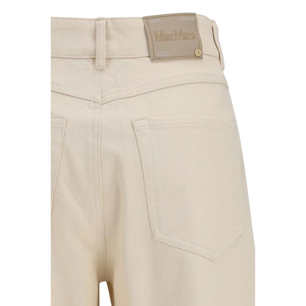 Pantalon décontracté en coton beige 'S Max Mara