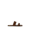 Sandales plates Saint Laurent Bos Taurus en cuir de veau marron