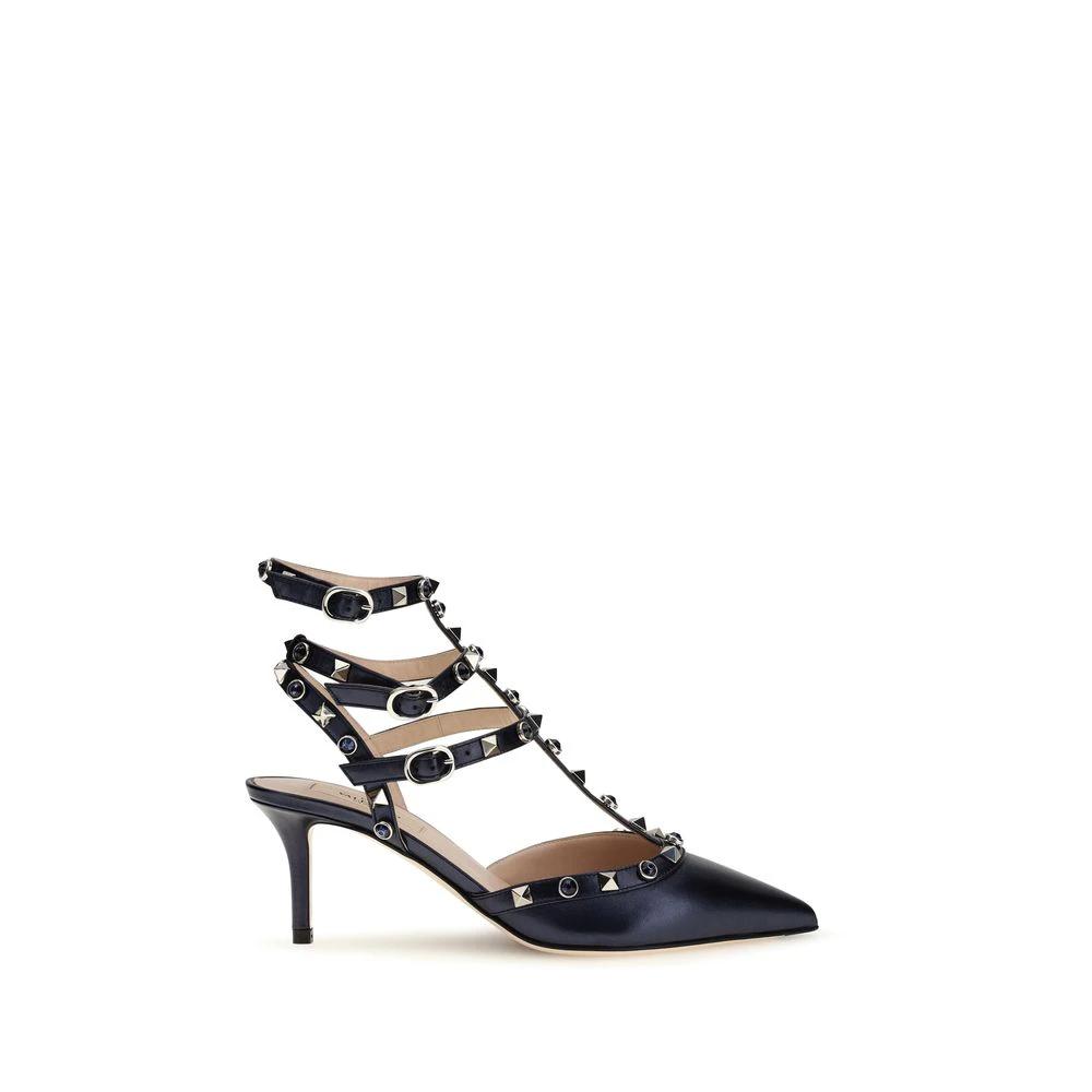 Escarpins Valentino Garavani en Cuir de Veau Bleu Bos Taurus à Talon Haut