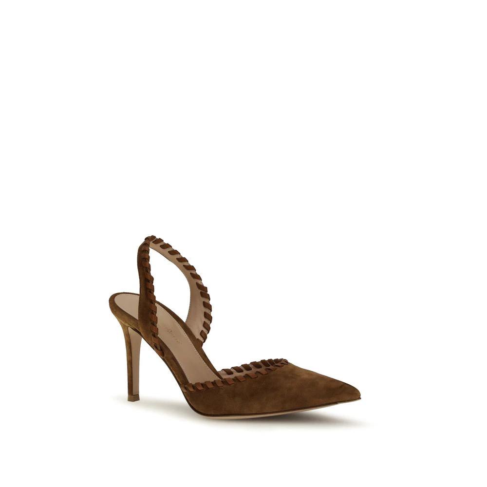 Gianvito Rossi Brown Calf Leather Bos Taurus High Heel Pumps
