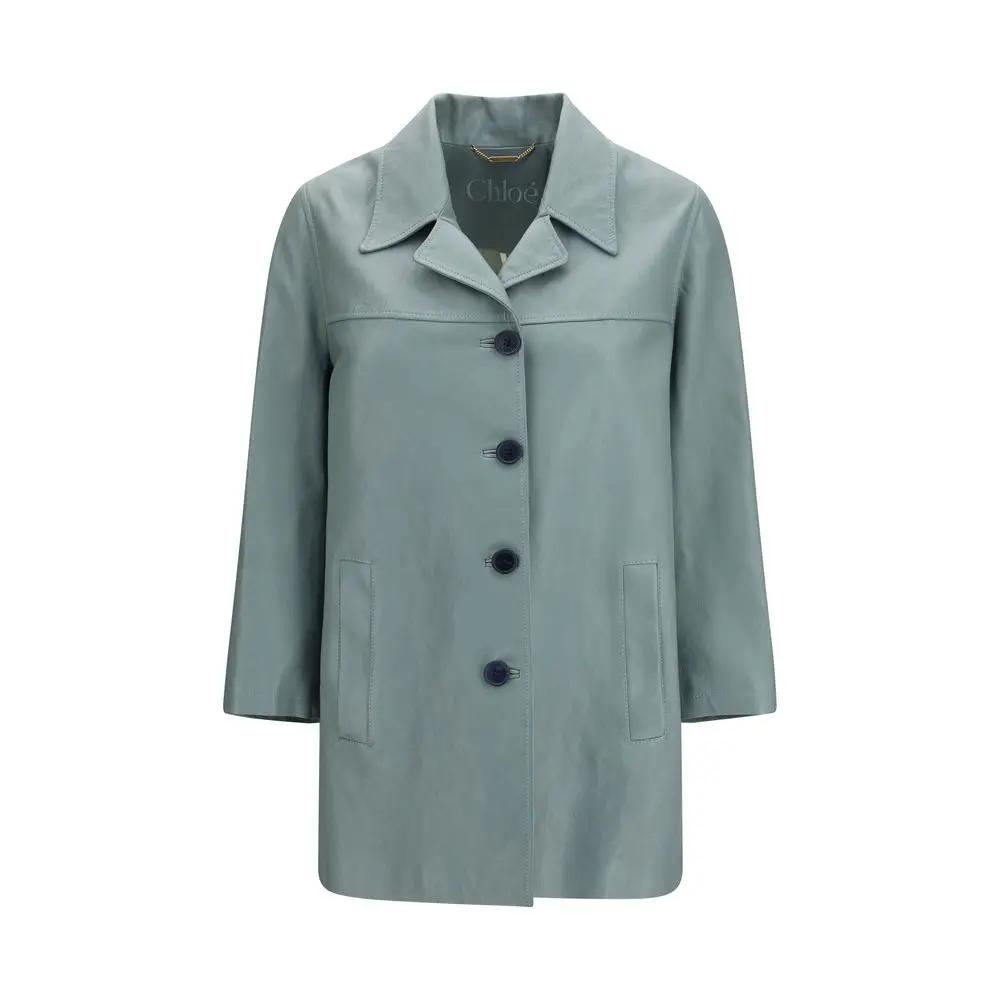 Blouson en cuir bleu Chloé