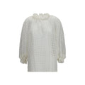 Women’s Cotton Silk Shirt – Sara Roka Amabel Tie-Neck Ruffle Blouse SS26