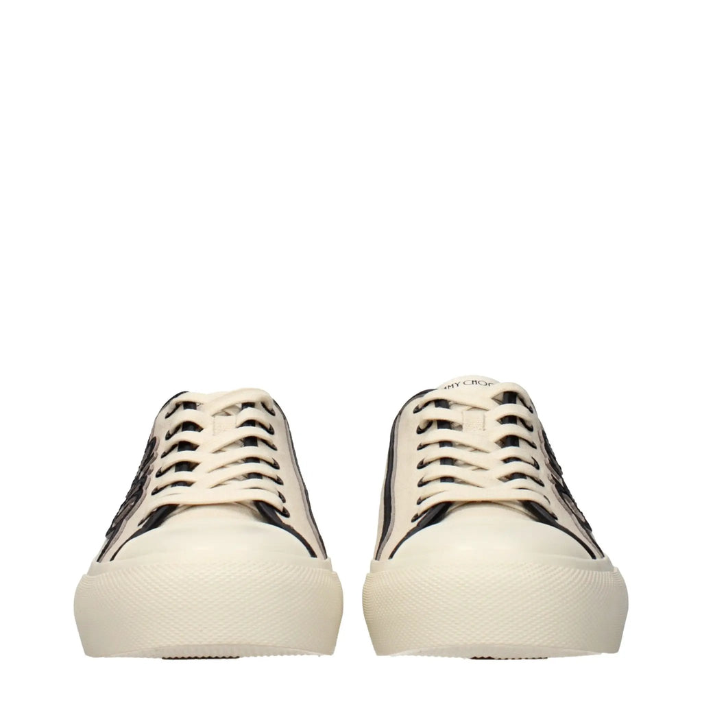 Women’s Beige Low Top Sneakers – Jimmy Choo Fenix Logo Casual Sneakers