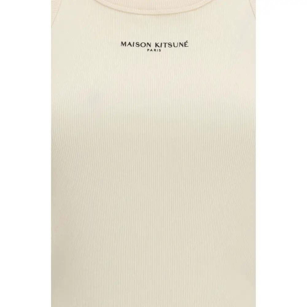 Maison Kitsuné Beige Cotton Sleeveles T-Shirt