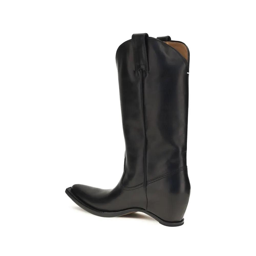 Bottes Maison Margiela en cuir de veau noir Bos Taurus