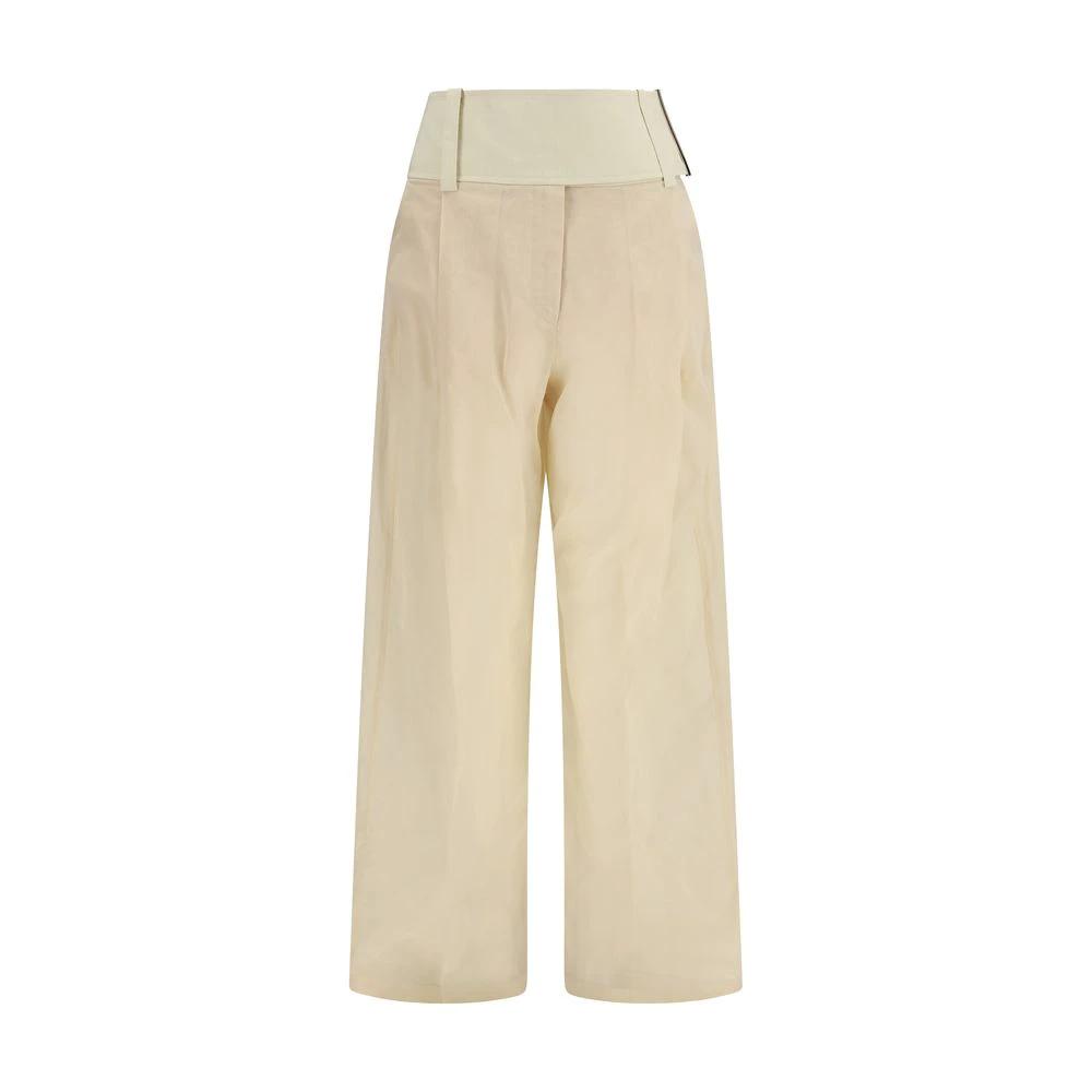 Pantalon décontracté en coton beige Max Mara