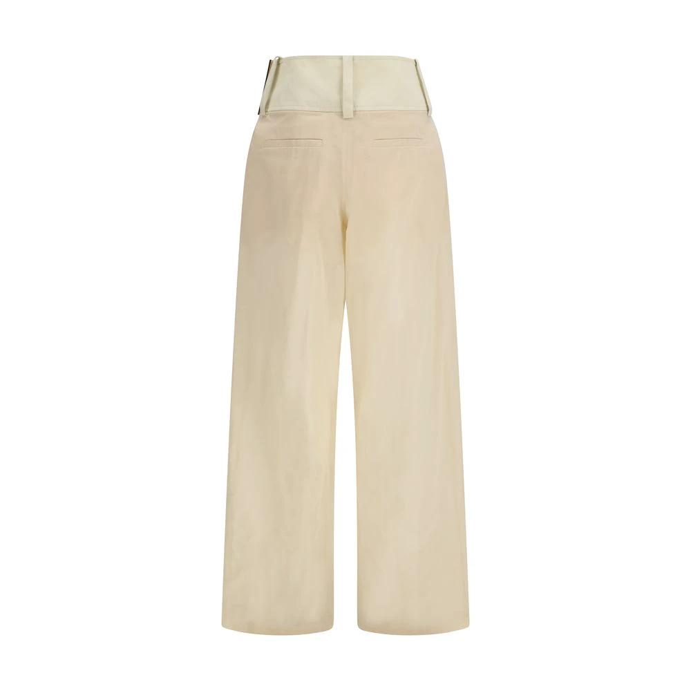 Pantalon décontracté en coton beige Max Mara