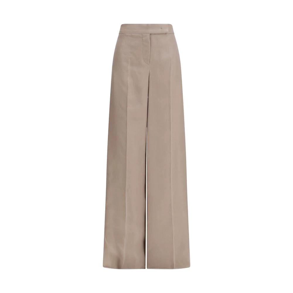 Pantalon décontracté en soie beige Max Mara