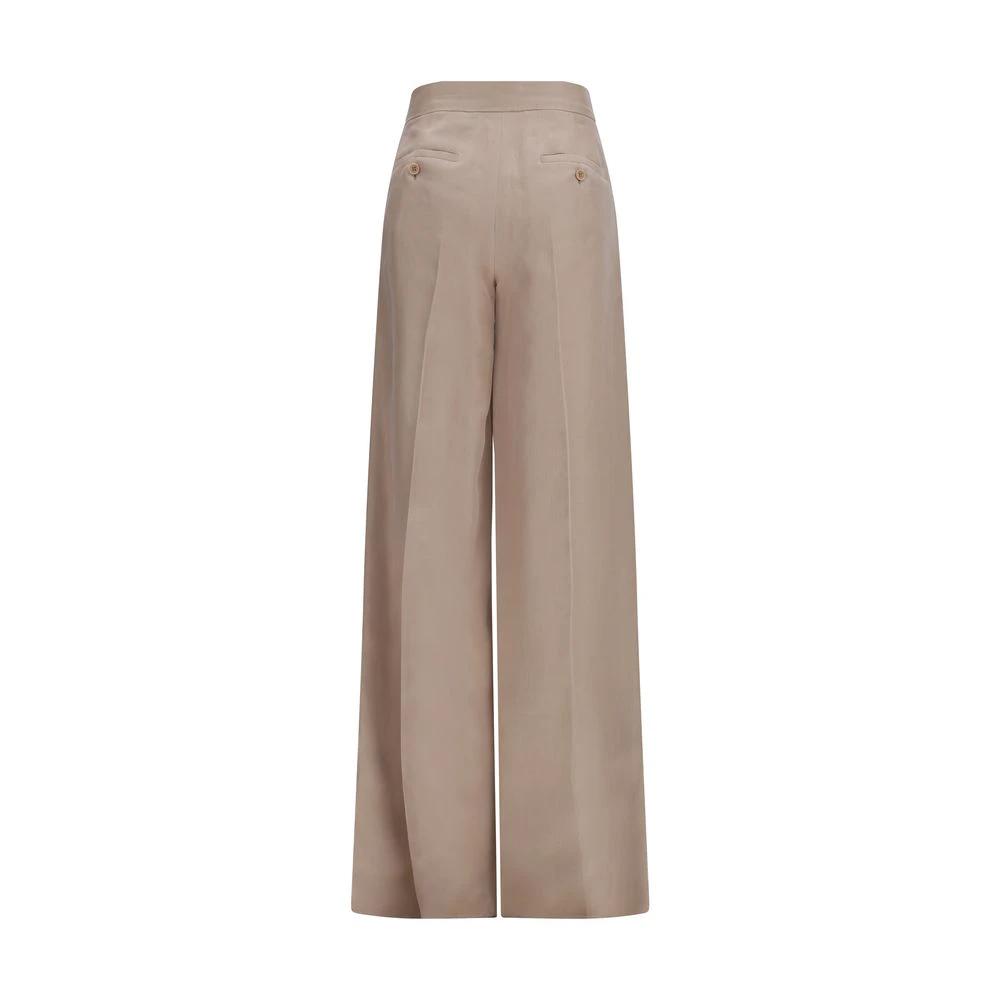 Pantalon décontracté en soie beige Max Mara