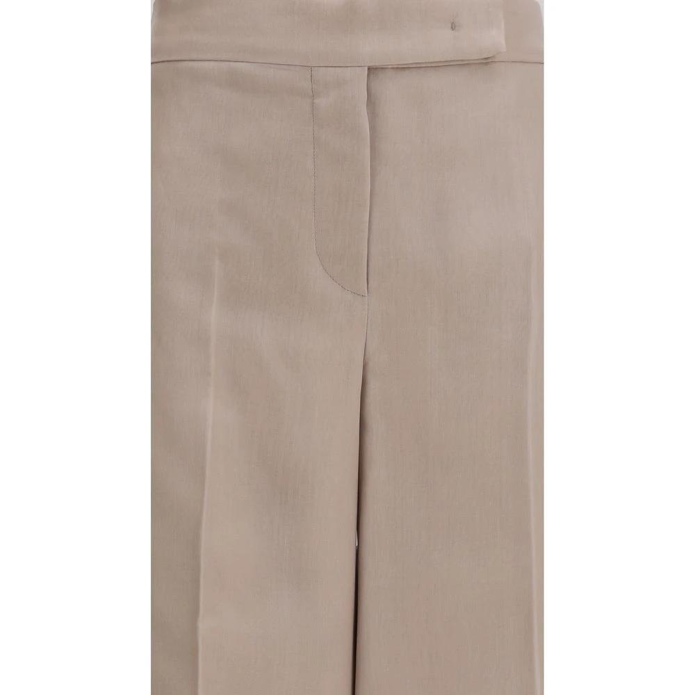 Pantalon décontracté en soie beige Max Mara