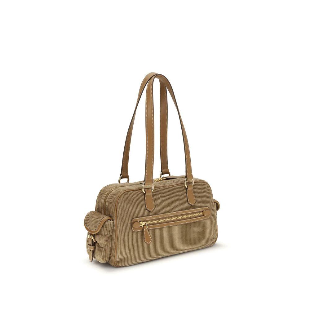 Sac épaule en velours côtelé beige – Miu Miu sac satchel poches