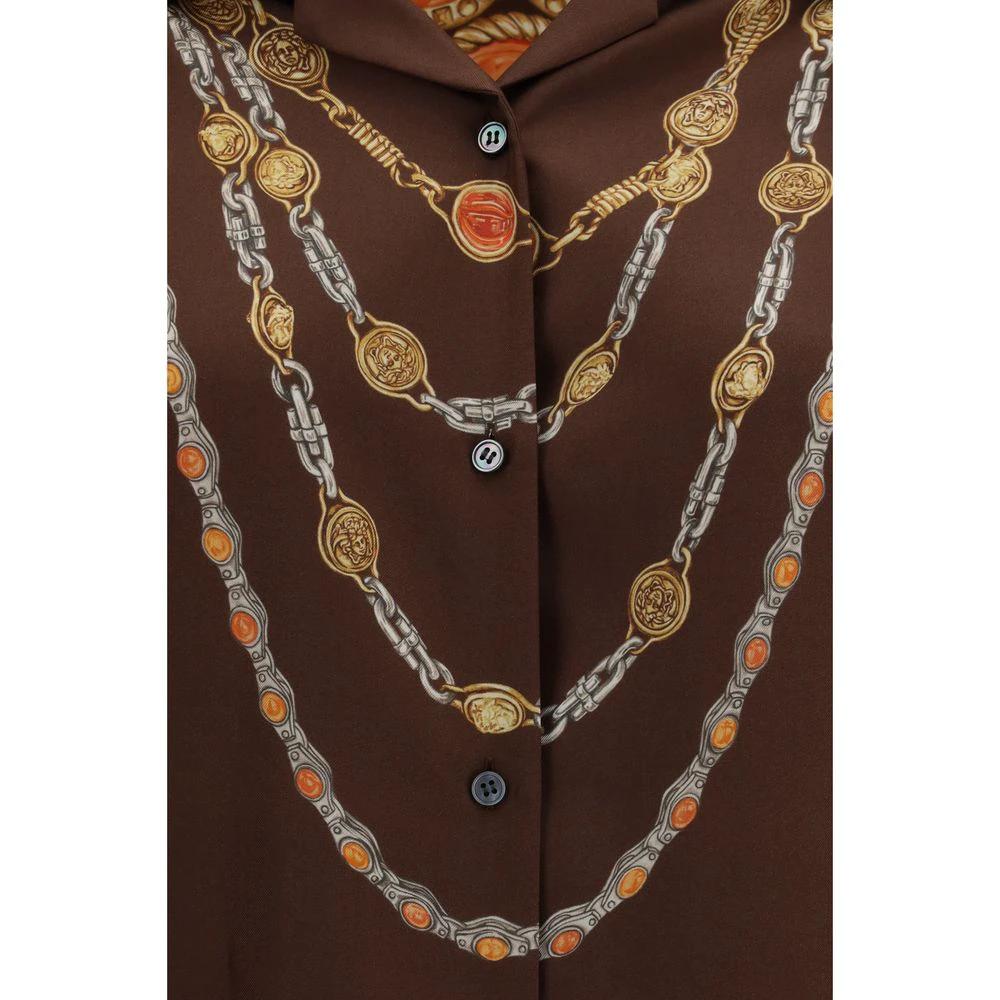 Chemise Versace en tissu marron à motifs